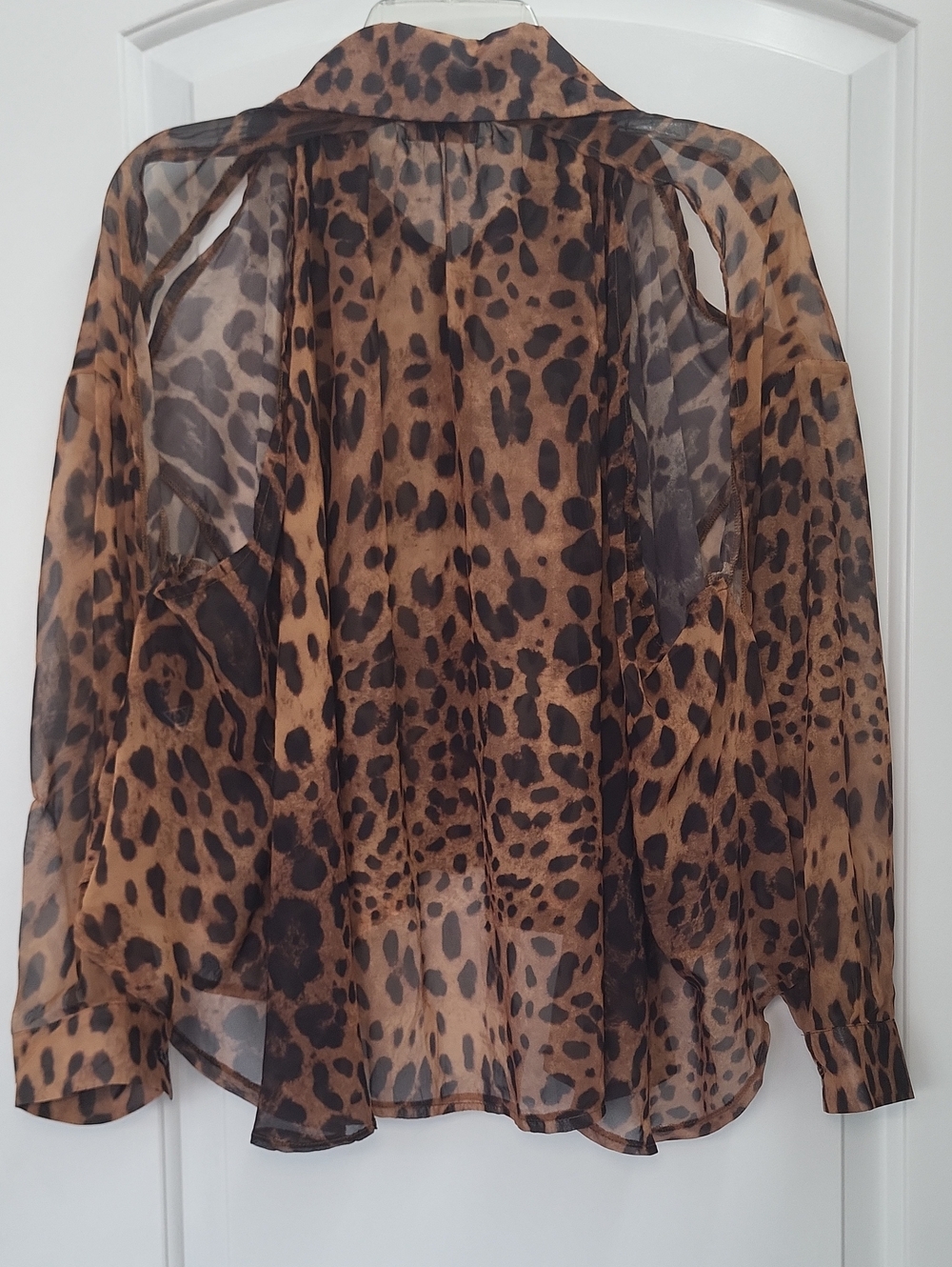 UNIF Sheer Leopard-Print Button-Up - Picture 2 of 2